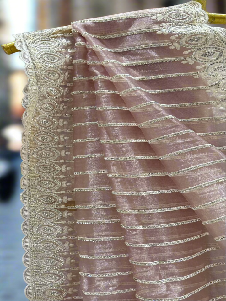 Soft Rose Gold Tissue Saree
