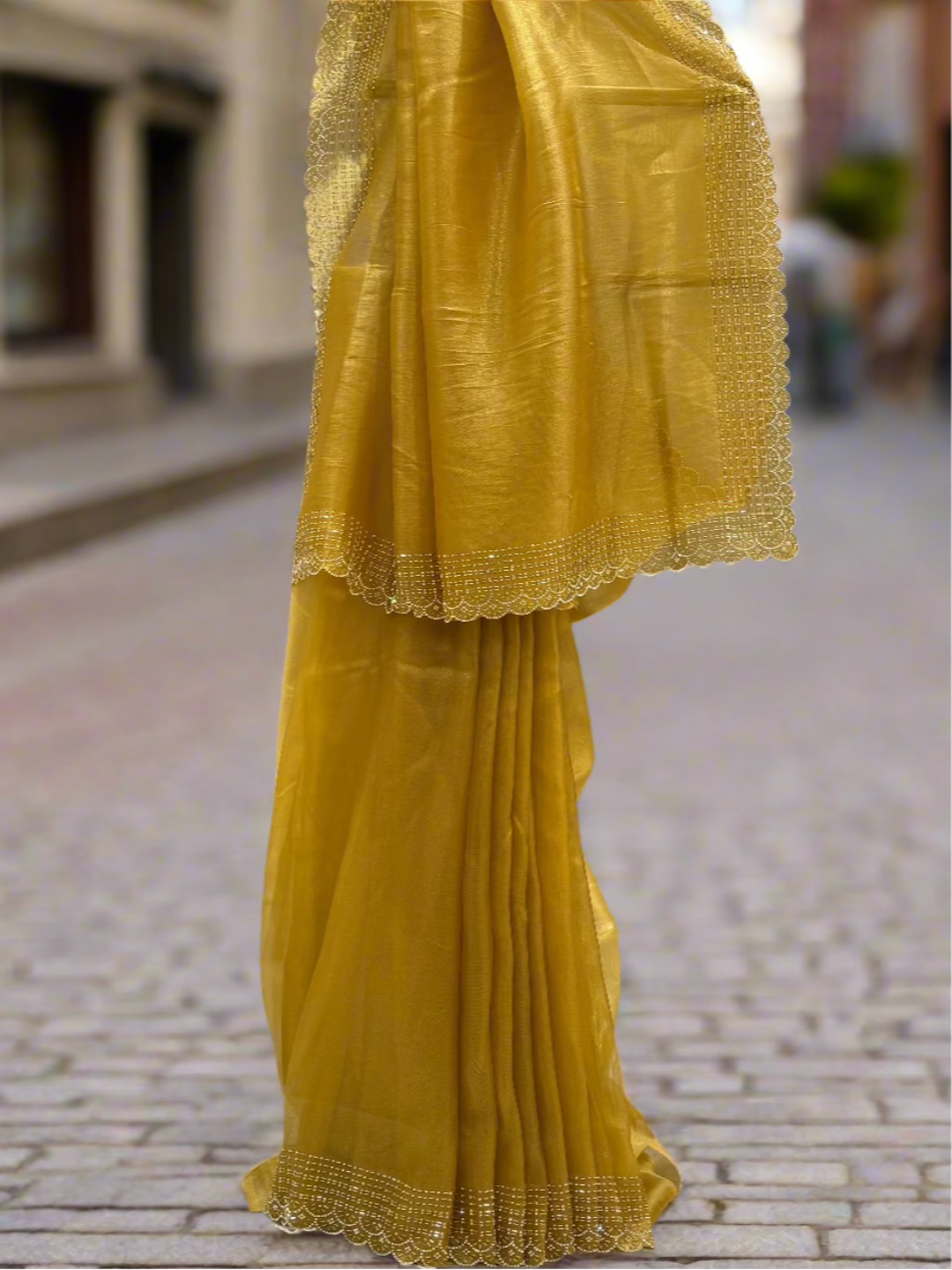 Golden Mustard Tissue Saree