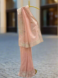Peach Organza Saree