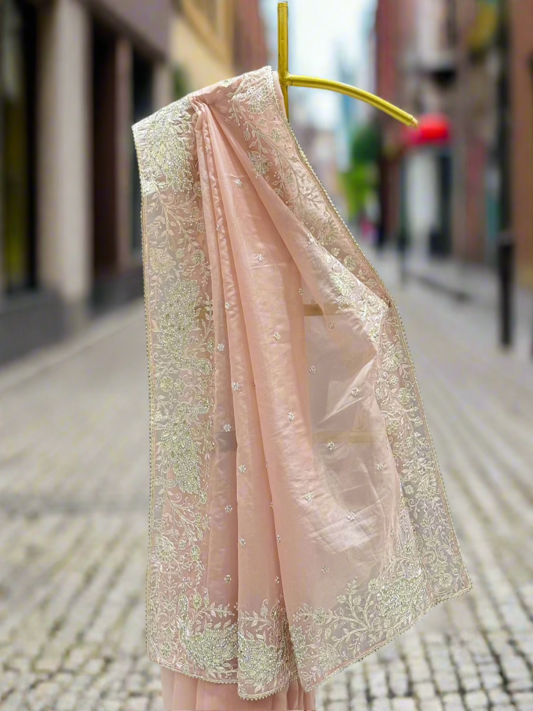 Peach Organza Saree