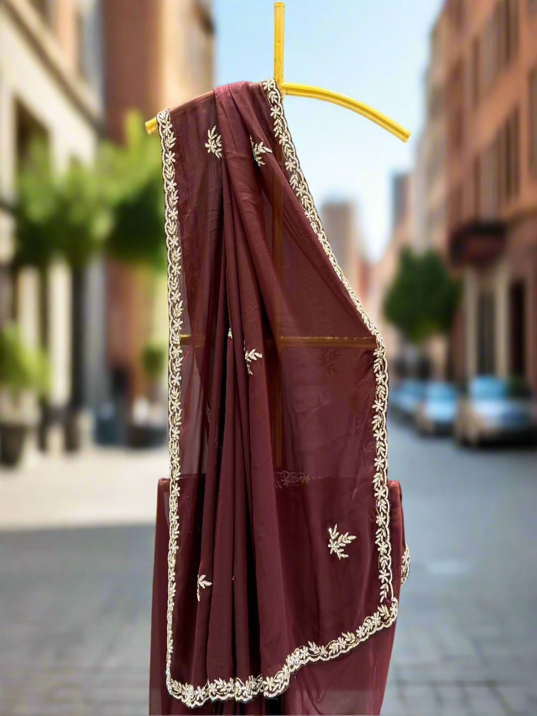 Maroon Georgette Saree