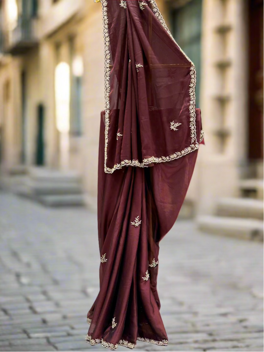 Maroon Georgette Saree