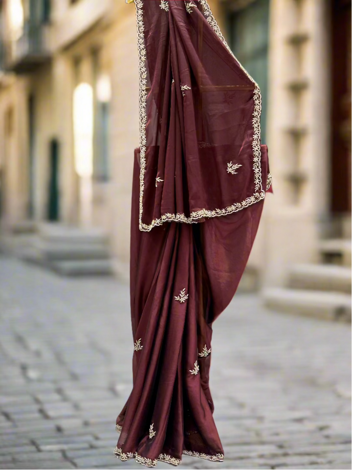 Maroon Georgette Saree