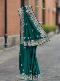 Sacramento Green Satin Silk Saree
