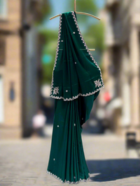 Metallic Green Crepe Saree