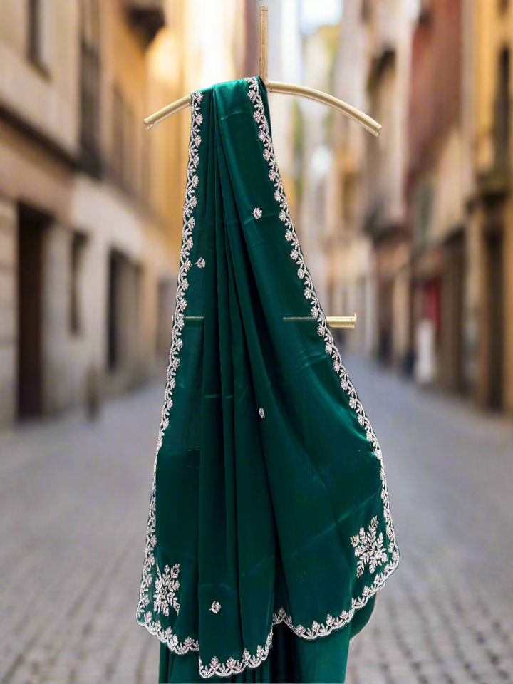 Metallic Green Crepe Saree