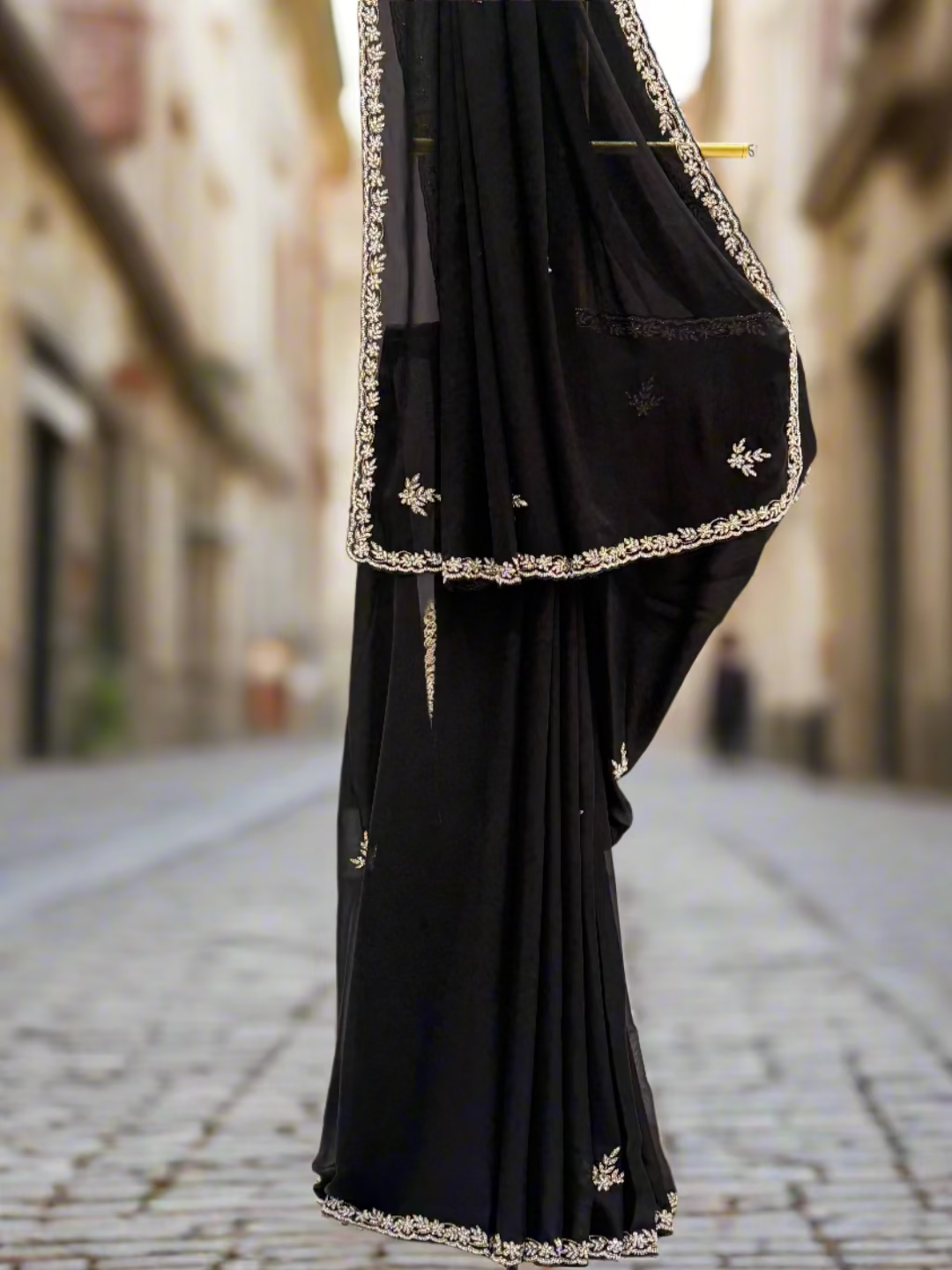 Classic Black Georgette Saree