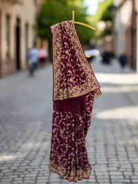 Elegant Wine Crepe Saree