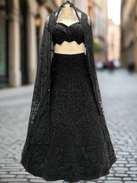 Elegant Black Net Lehenga