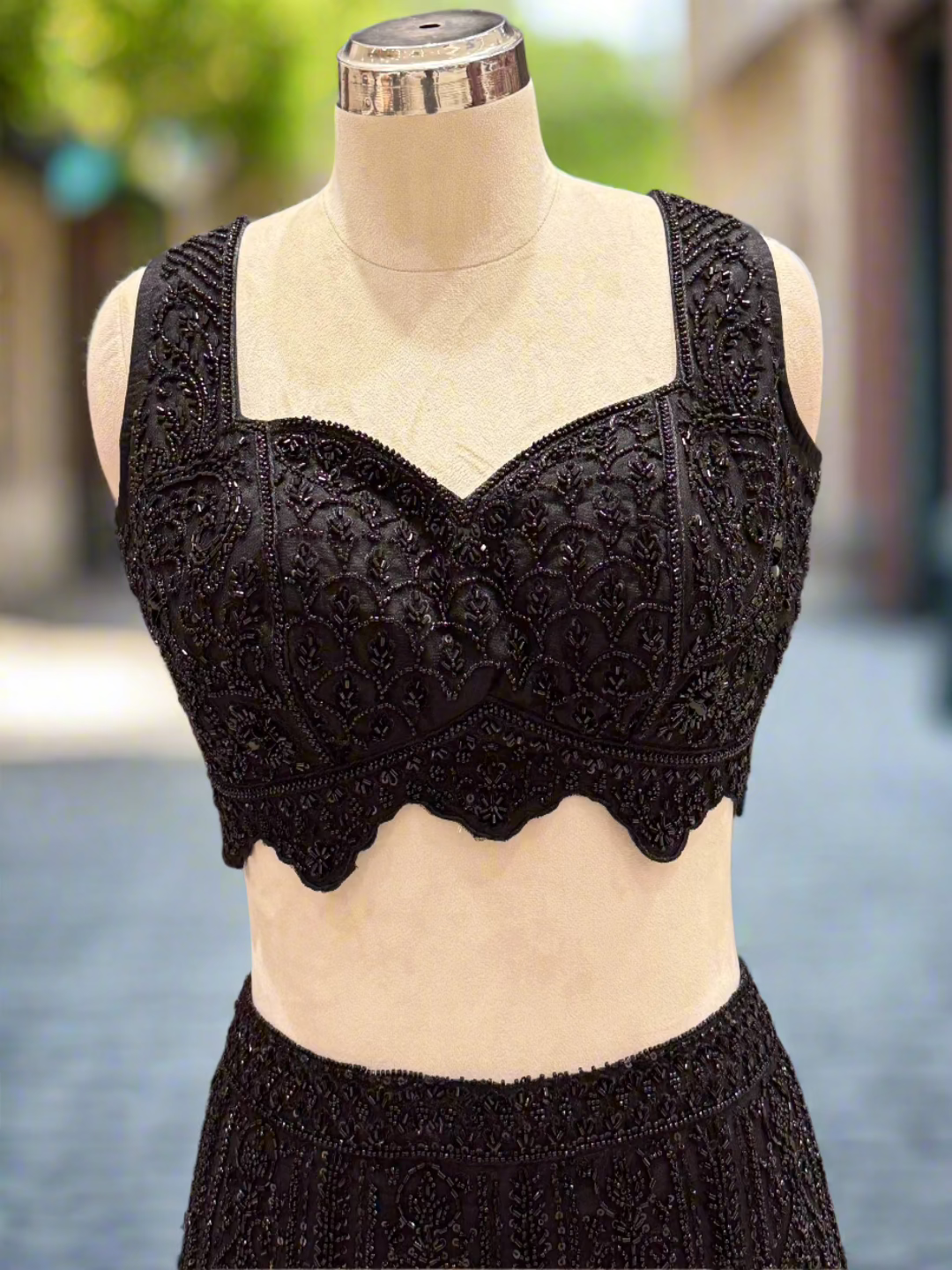 Elegant Black Net Lehenga