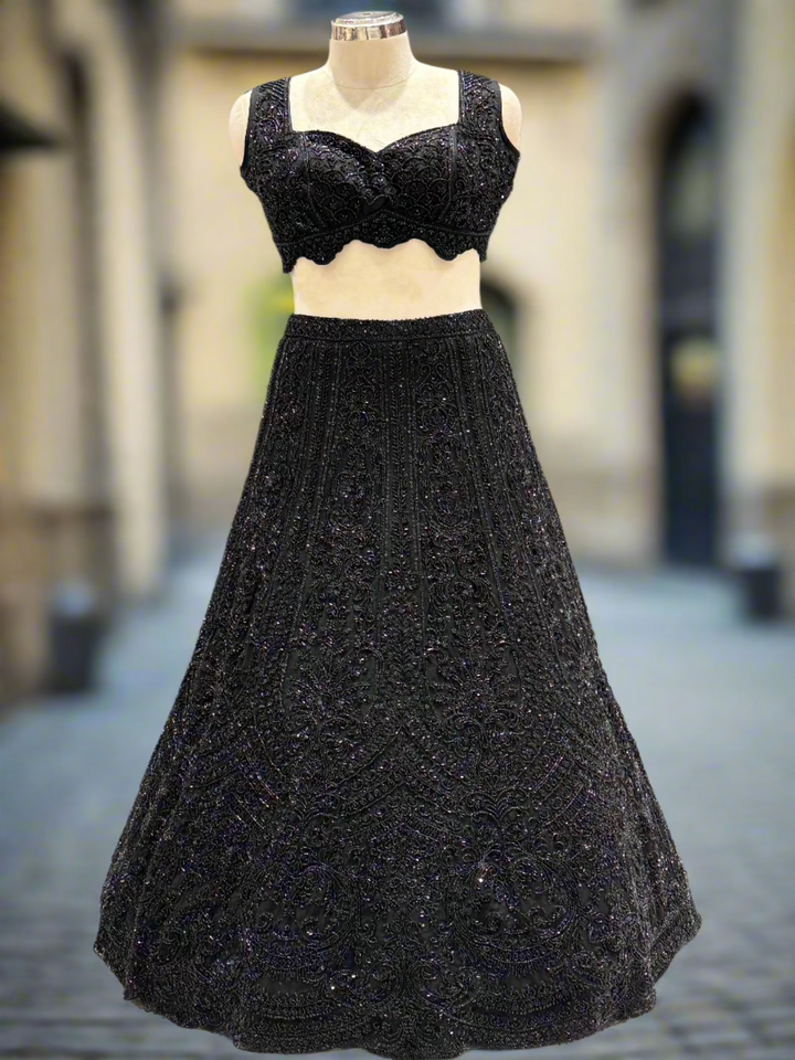 Elegant Black Net Lehenga
