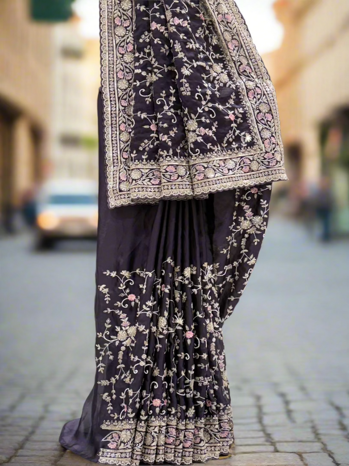 Midnight Blue Tissue Saree