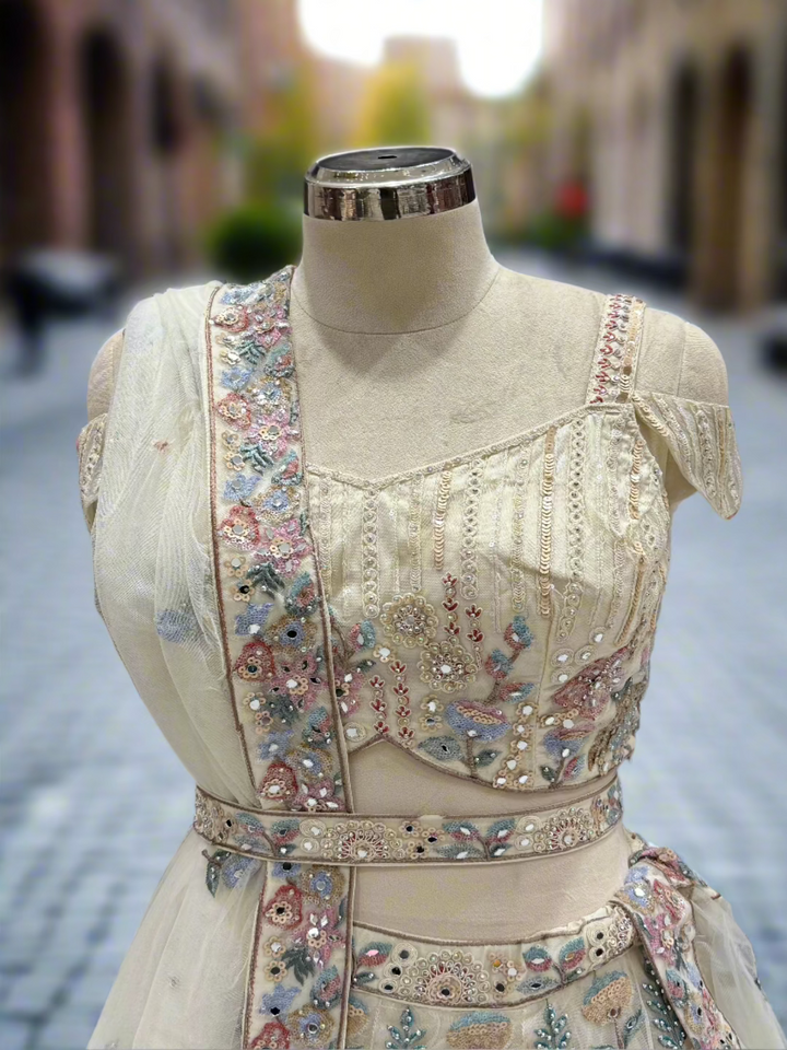 Enchanting Pastel Multi Net Lehenga