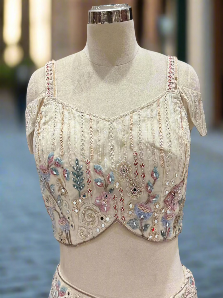 Enchanting Pastel Multi Net Lehenga