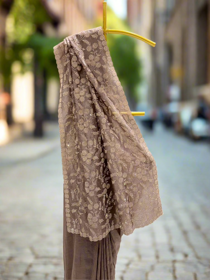 Taupe Tissue Saree