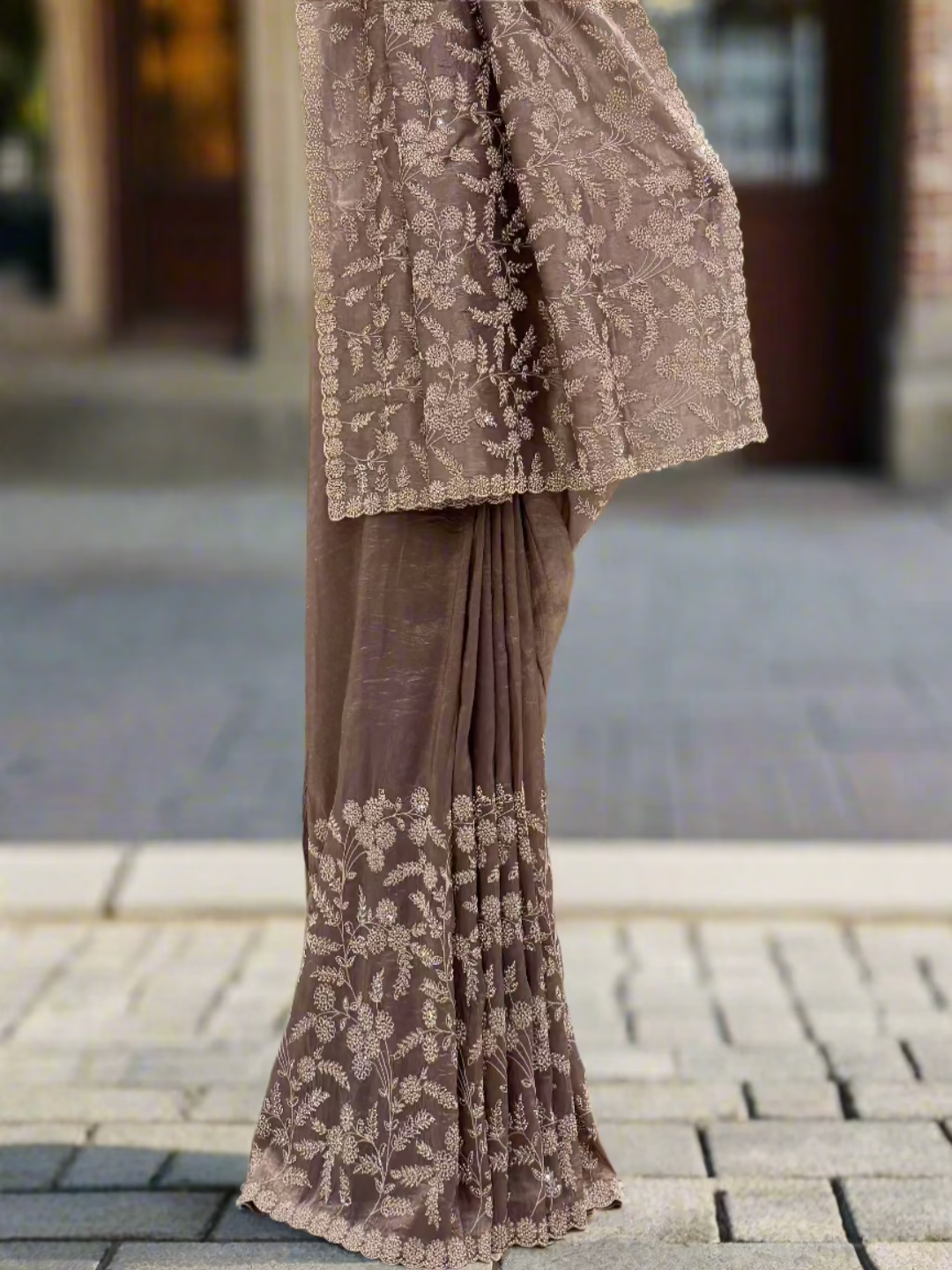 Taupe Tissue Saree