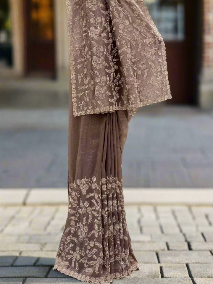 Taupe Tissue Saree