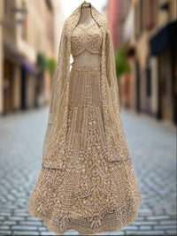 Opulent Golden Net Lehenga