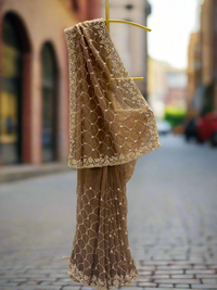 Chic Brown Organza Saree