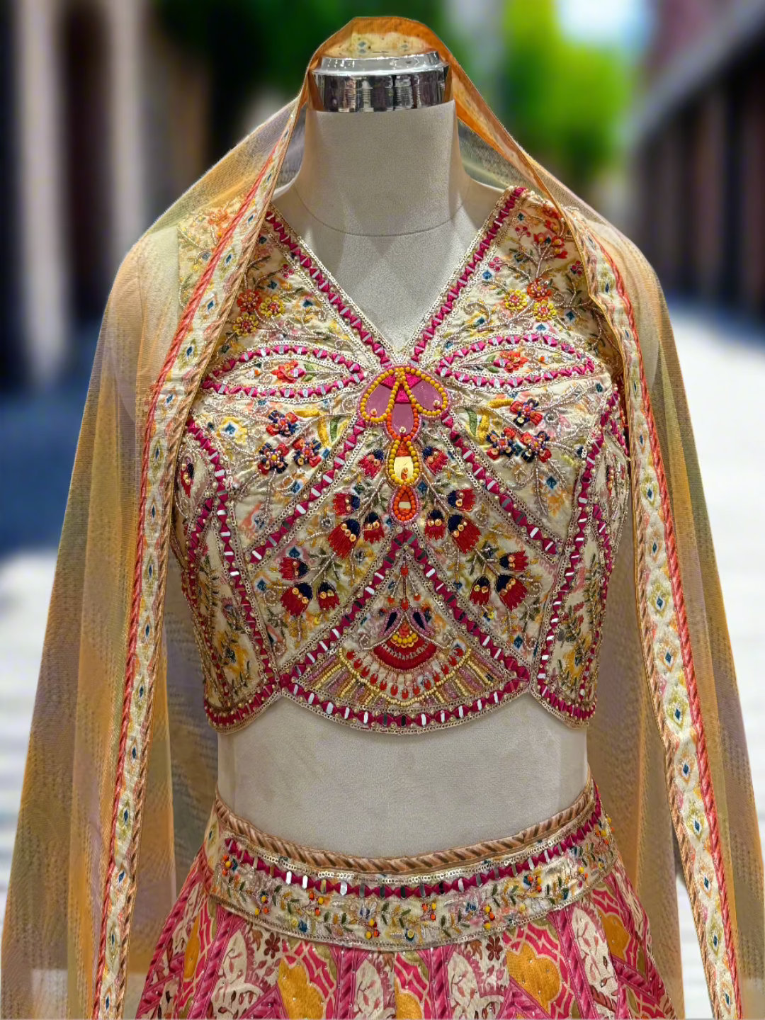 Vibrant Multicolored Silk Lehenga