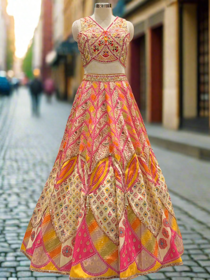 Vibrant Multicolored Silk Lehenga
