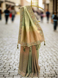 Green Rust Dual-Tone Silk Saree