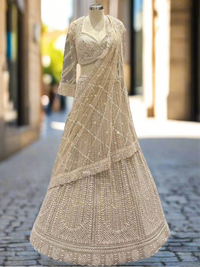 Exquisite Ivory Net Readymade Lehenga