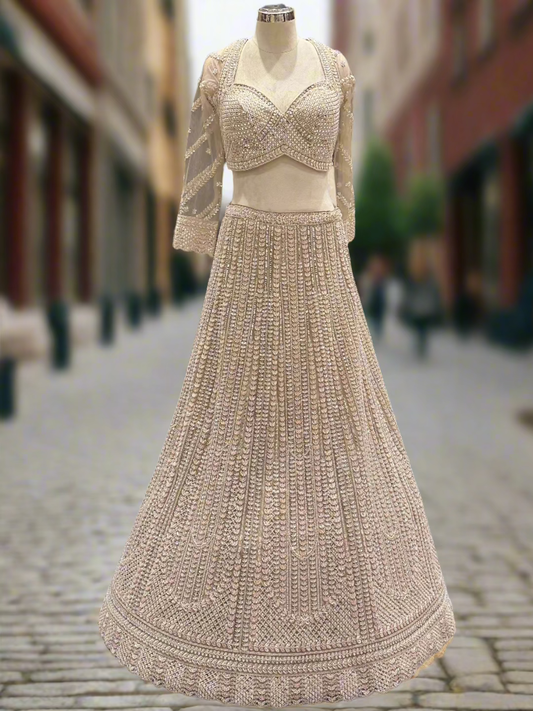 Exquisite Ivory Net Readymade Lehenga