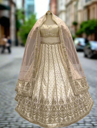 Exquisite Ivory Silk Lehenga