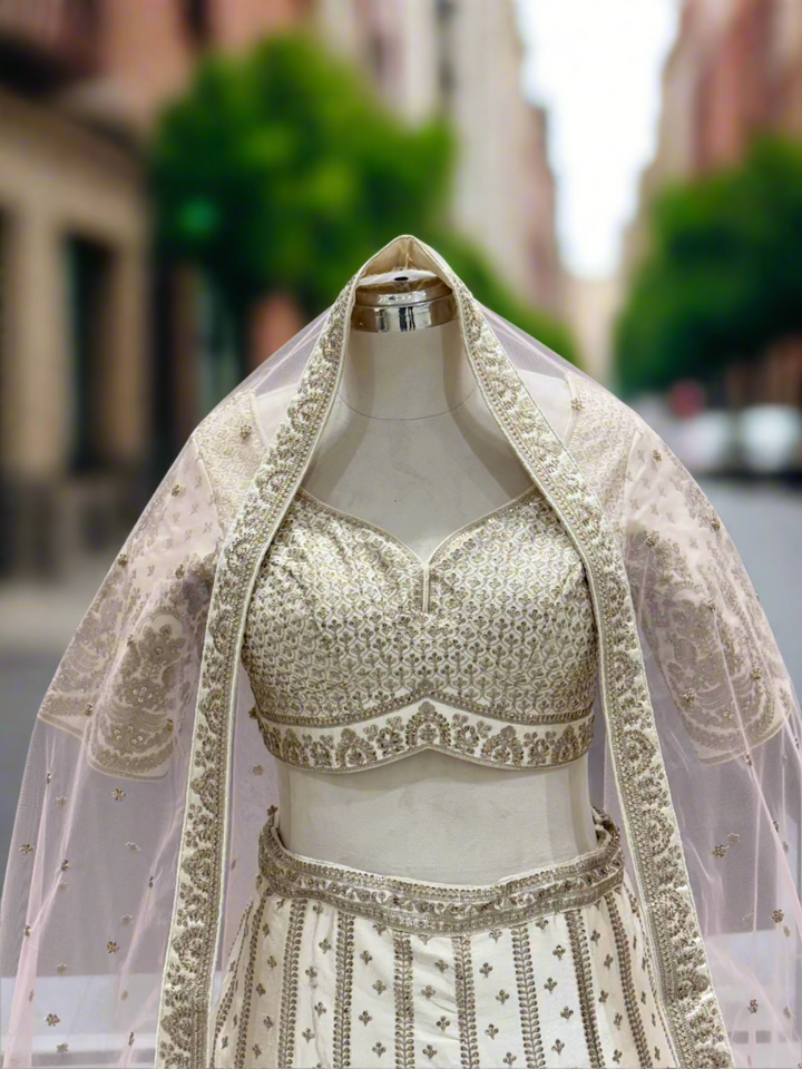 Exquisite Ivory Silk Lehenga