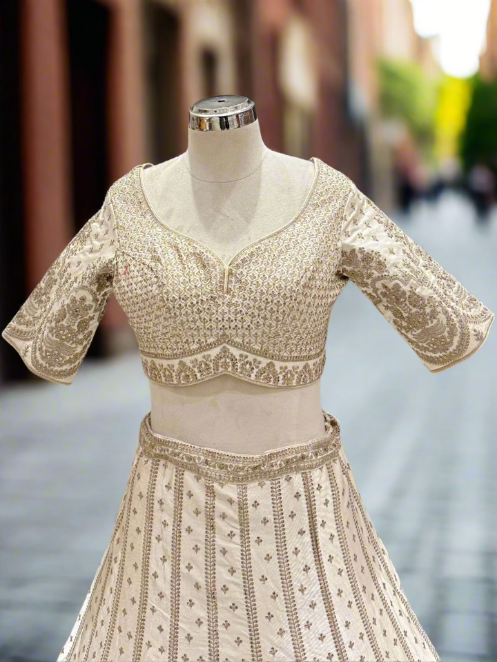 Exquisite Ivory Silk Lehenga