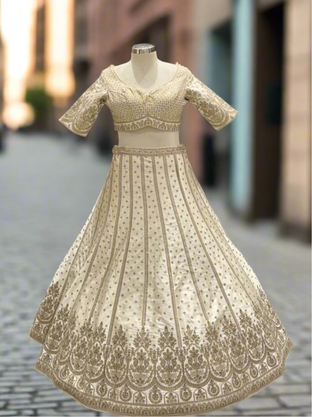 Exquisite Ivory Silk Lehenga