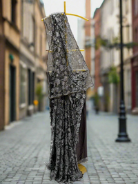 Elegant Black Sequinned Net Saree