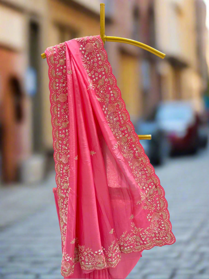 Charming Pink Organza Saree