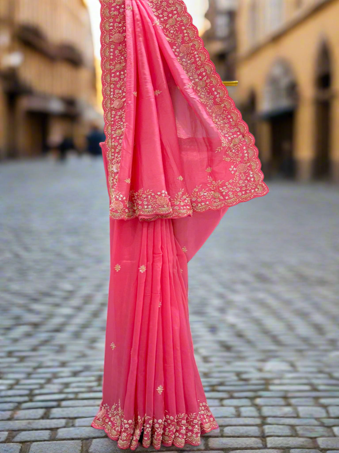Charming Pink Organza Saree