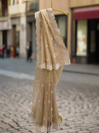 Champagne Gold Organza Saree