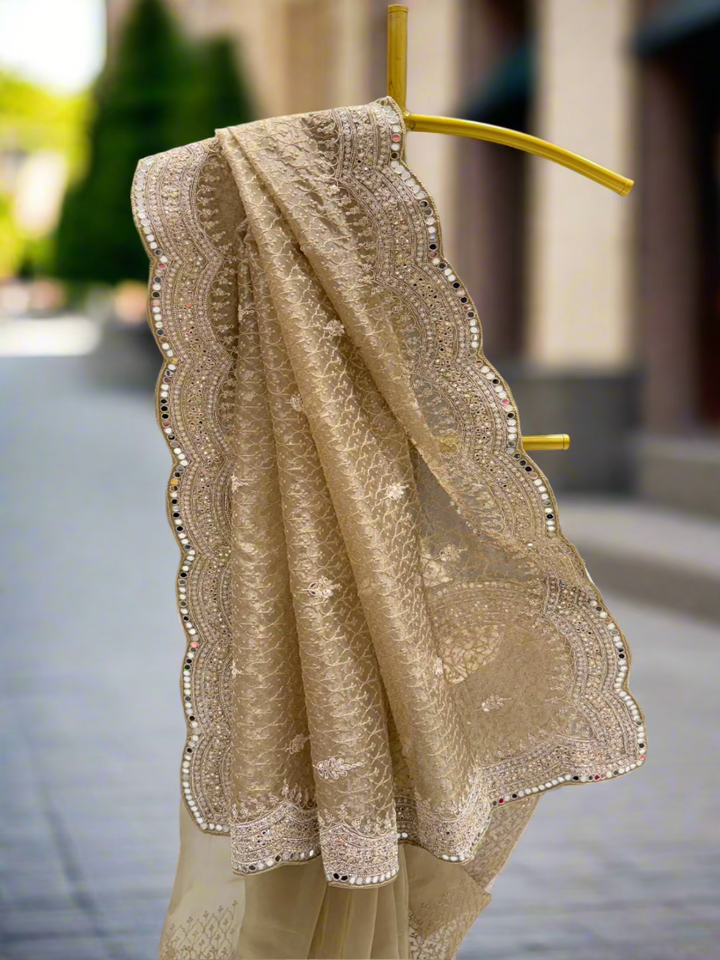 Champagne Gold Organza Saree