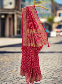 Radiant Red Georgette Saree
