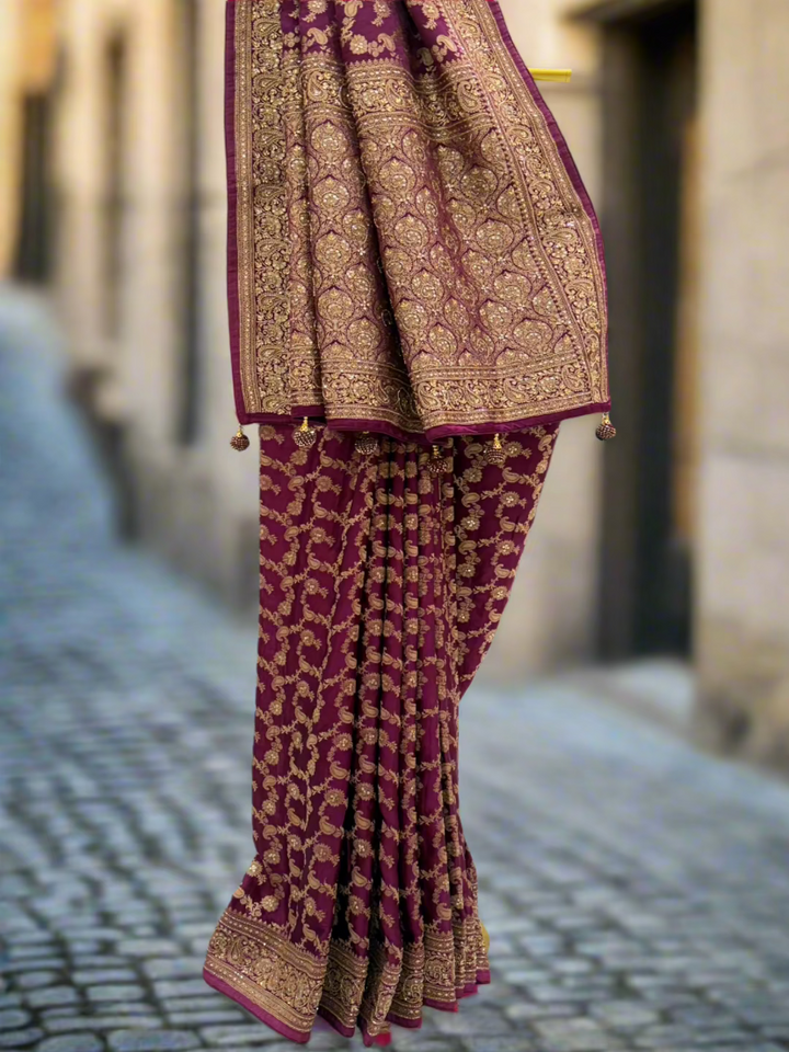 Regal Maroon Silk Saree