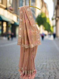 Graceful Pastel Pink Organza Saree