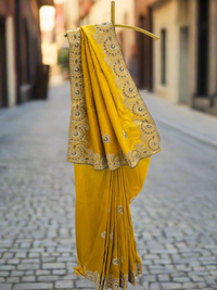 Mustard Yellow Silk Saree