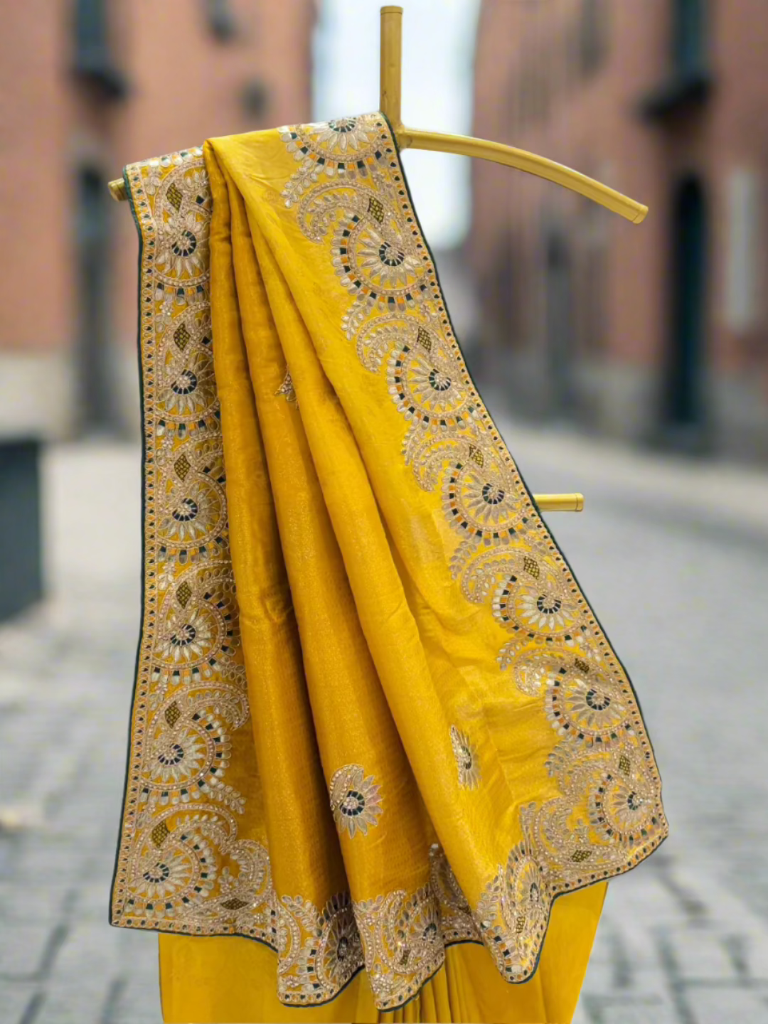 Mustard Yellow Silk Saree