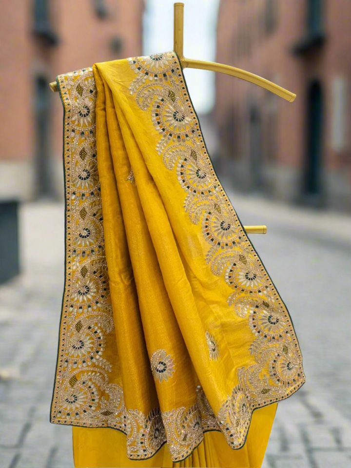 Mustard Yellow Silk Saree