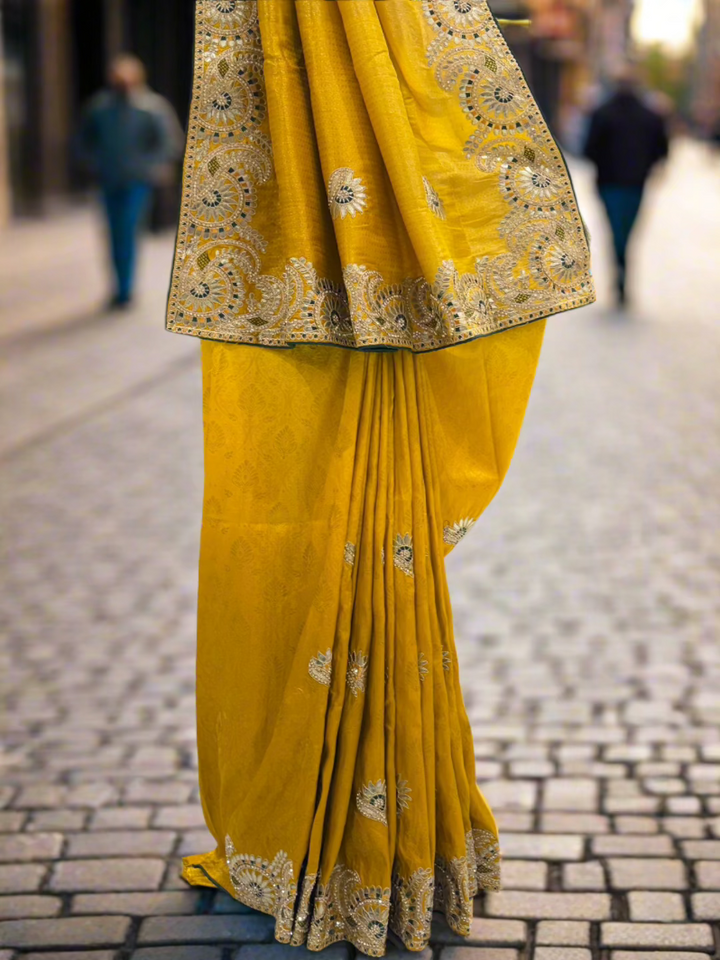 Mustard Yellow Silk Saree
