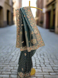 Teal Blue Silk Saree