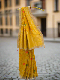 Vibrant Yellow Silk Saree
