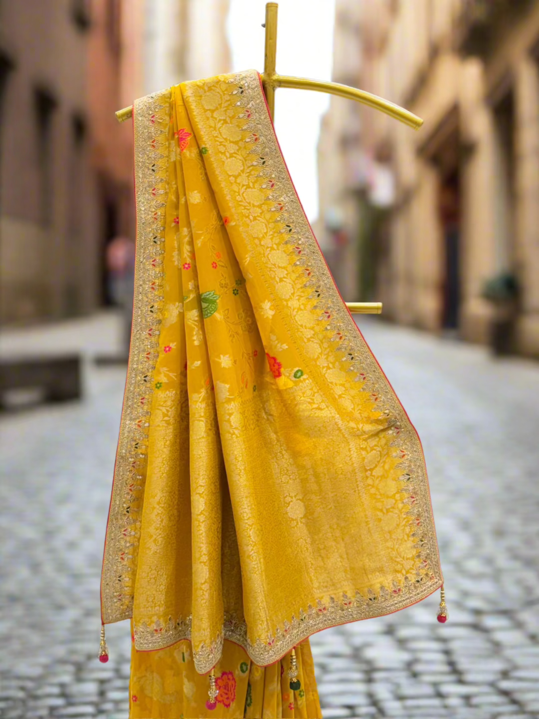 Vibrant Yellow Silk Saree