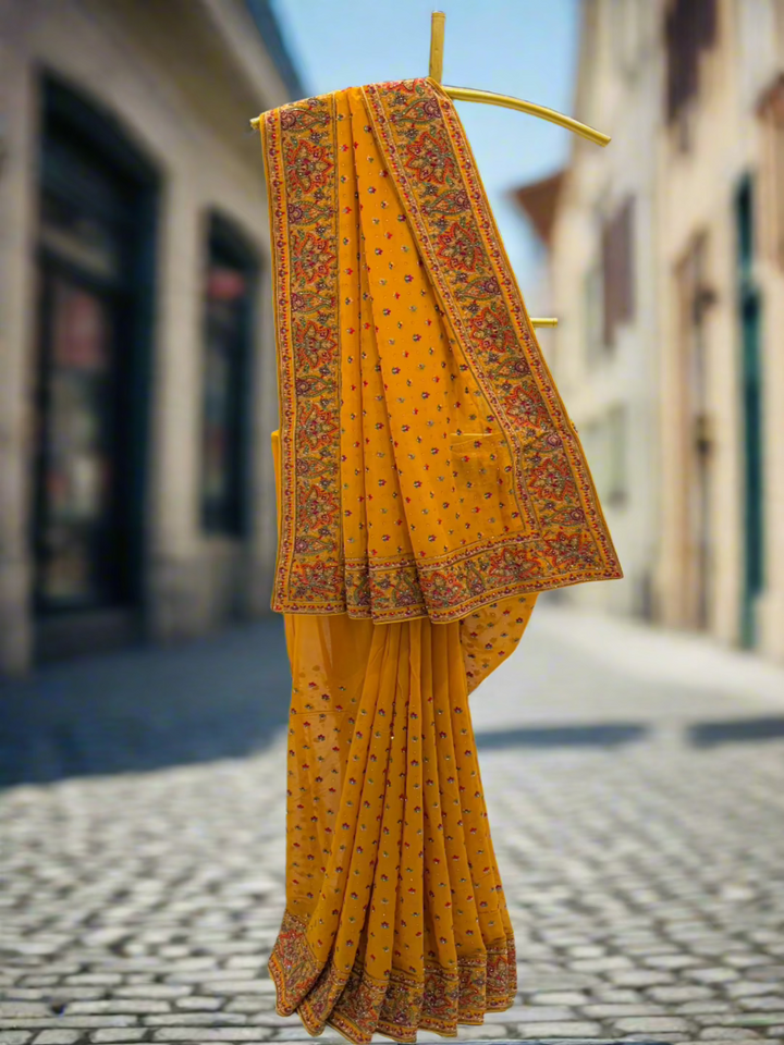 Mustard Yellow Georgette Saree