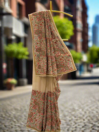 Beige Paisley Georgette Saree