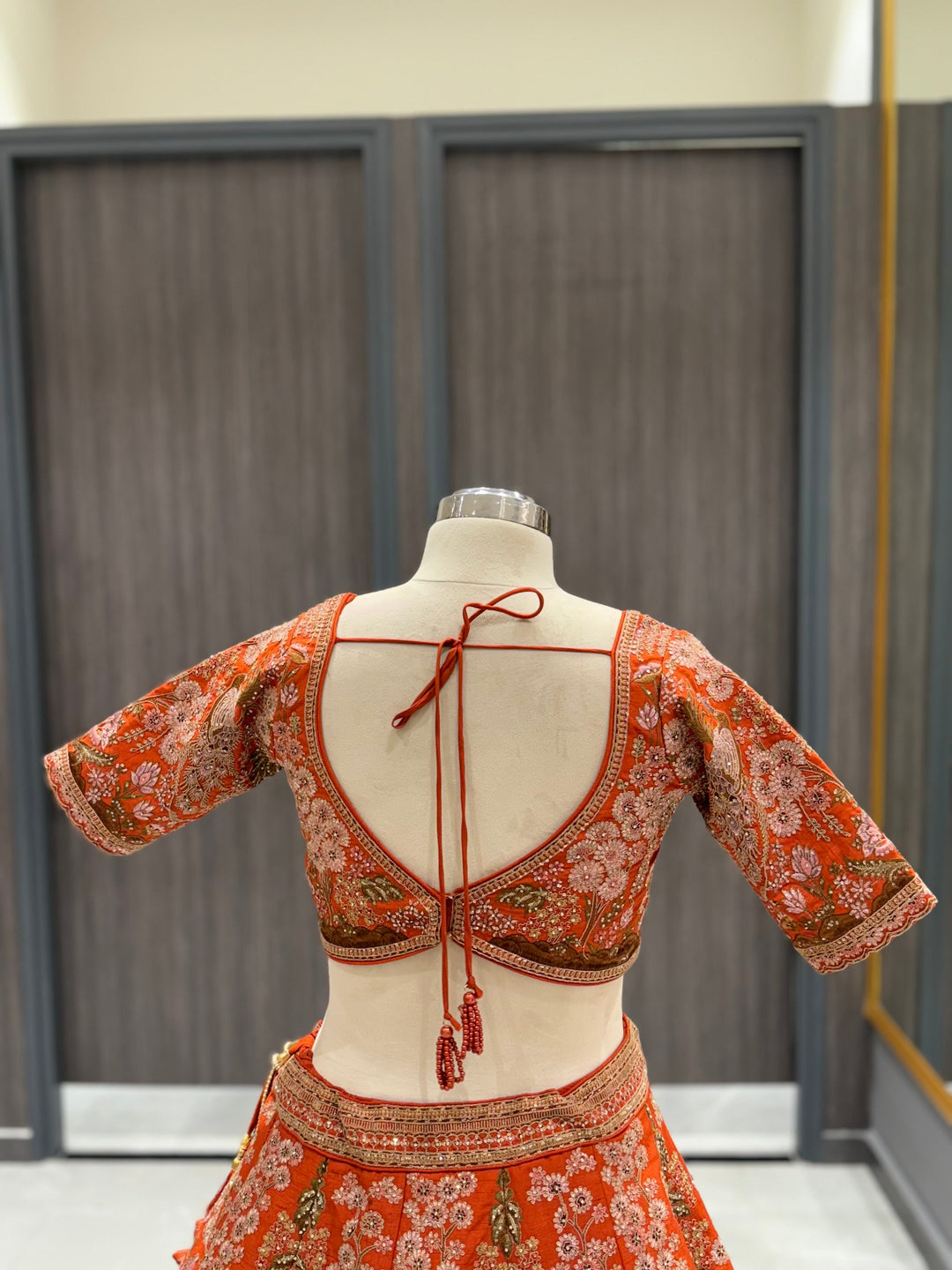 Vibrant Orange Silk Lehenga